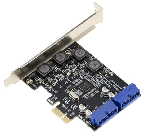KALEA-INFORMATIQUE PCI Express PCIe-auf-USB 3.0-Controller-Karte mit 2 internen USB3-Ports, 19 Punkten, 5G und NEC-Chipsatz. Low- und High-Profile-Winkel im Lieferumfang enthalten.