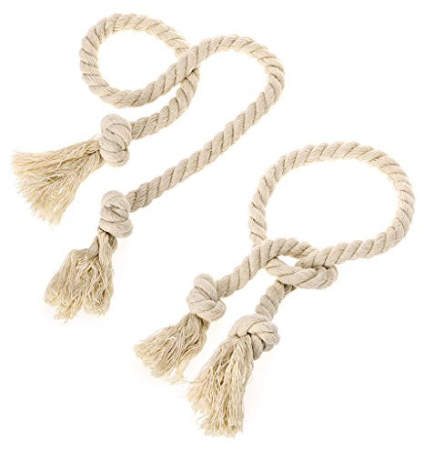 Btsky Handgemachte Raffhalter für Vorhänge, Baumwollseil beige