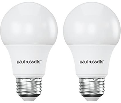 paul russells LED GLS Lights Edison Screw E27, 40w Equivalent, 4.9W 470LM LED Bulb, 4000K Natural Cool White, Classic Frosted ES Large A60 Standard Energy Saving (Not Dimmable) Globe Lamps, Pack of 2