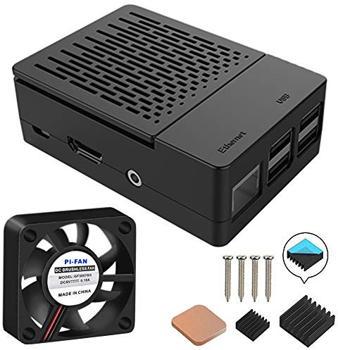 GeeekPi - Carcasa para Raspberry Pi 3 Modelo B + (B Plus), con Ventilador y 3 disipadores para Raspberry Pi 3/2 Modelo B (no Incluye Cuadro Raspberry Pi) (Negro)