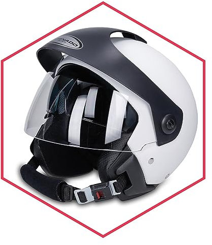 Saferide | Motorradhelm Mit Sonnenblende Matt Weiß XL - 61-62 cm Rollerhelm Quadhelm Damen Herren Roller Regenschutz Jugendliche Schutzhelm Sturzhelm Erwachsene Moped Motorrad Mofa