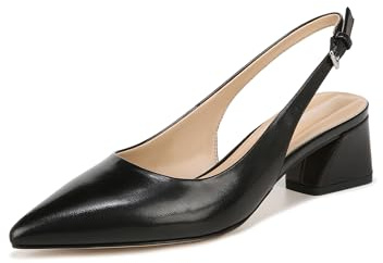 Franco Sarto Womens Racer Slingback Low Block Heel Pointed Toe Pump, Black, 7