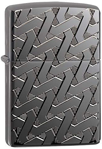 Zippo 49173 – Geometric Weave Design - Armor Black Ice - Sturmfeuerzeug, nachfüllbar, in hochwertiger Geschenkbox