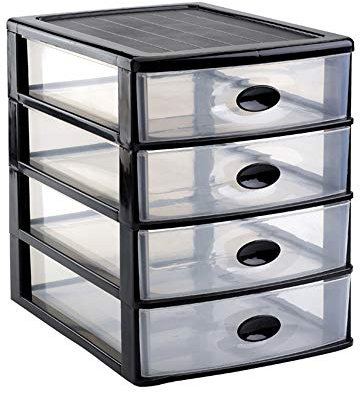 Plastic Forte, Cajonera sobremesa, Negro, 4 Cajones (1124710)