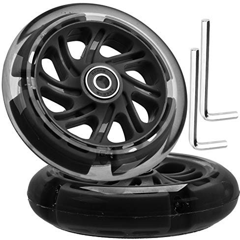 OTFAITP 120 mm x 28 mm beleuchtete Kick-Scooter Vorderräder, 8 mm Außendurchmesser, LED-Lager, Skateboard, leises Blinkrad mit Kugellagern, ABEC-9 für faltbaren Micro-Mini-Roller mit 2-3-4 Rädern,