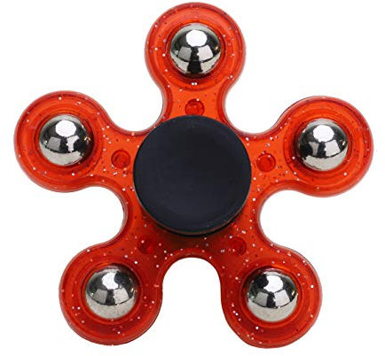 Toyland® Spinnerooz Glitter Handspinner Neuheit Spielzeug - Zappeln Spinner - 5 In 1 - Springen, Hüpfen, Drehen (ROT)