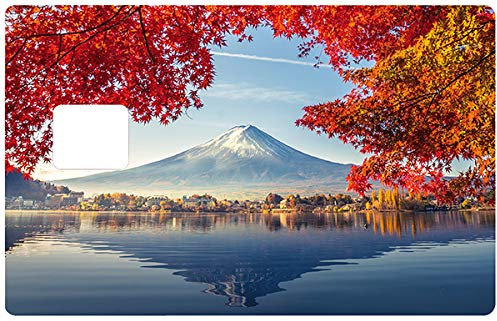 THELITTLEBOUTIQUE Kreditkartenaufkleber, Japan Mount Fuji, Glänzend, Vinyl, Cartoon, Abnehmbar, Green