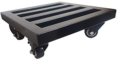 YiHYSj Pflanzenroller Gusseisen Blumenroller für Blumentopf Möbelroller Kübelroller LängexBreite 35x35cm Topfpflanzenständer für Indoor Balkon Wohzimmer Outdoor Tragkraft 150kg (35x35cm,Black)