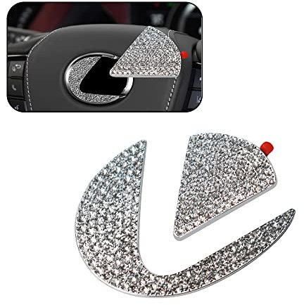 ontto Bling Lenkrad Logo Abzeichen Abdeckung Kappen Passt für Lexus Abziehbilder Innen Dekorationen Caps Abdeckungen Glitzernde Strasssteine Logo Aufkleber Lenkrad Emblem Aufkleber Fahrzeuginnenraum