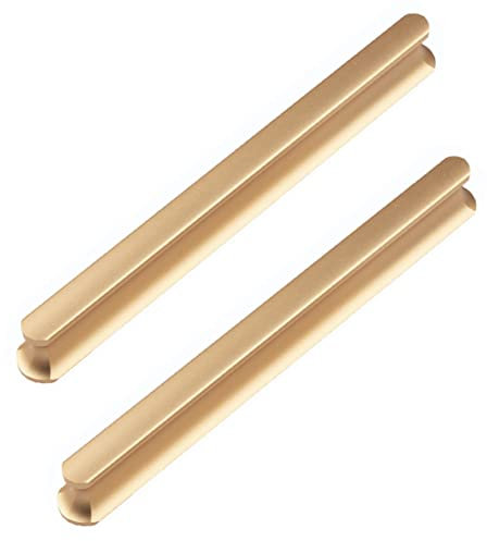 2pcs Adhesive Glass Door Handle Barn Shed Handles self-Adhesive Sliding Gate Pulls Cabinet Knobs Aluminium Alloy Bar Levers for Kitchen Refrigerator Cabinet Shower Room (147mm,Gold)