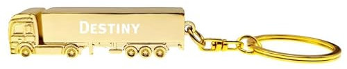 LKW-Schlüsselanhänger mit Namen - Gold - Destiny, golden