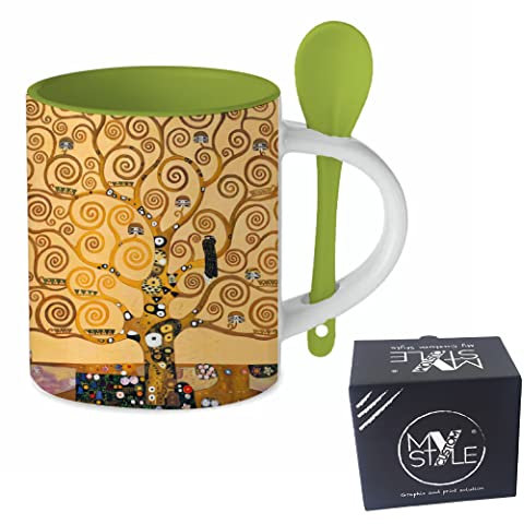 My Custom Style Tazza Verde+cucchiaino#Arte-Albero della Vita Klimt#325ml
