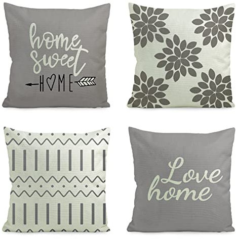 Hoisy Deko Kissenbezug 40x40 4Er Set Outdoor Kissenbezug Boho Sofakissen Bezug Blumen Wohnzimmerdekor