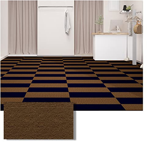 10 Stück Selbstklebende Teppichfliesen, 30 X 60 cm, Gewerbliche Teppichbodenfliesen, rutschfest, Abziehen Und Aufkleben, Teppichfliesen, Heimtextilien, Boden, Einfache Installation(Color:Braun)