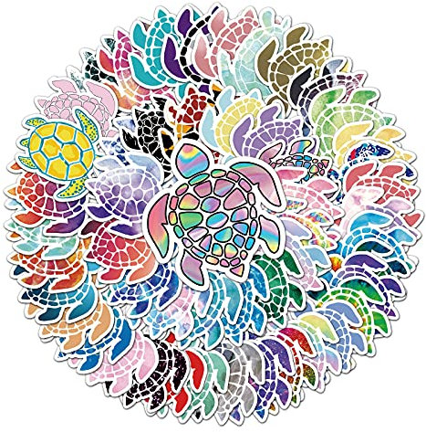 Bric Dodo 50 Stück Schildkröte Aufkleber Auto Laptop Telefon Gitarre Skateboard Motorrad Fahrrad Turtle Stickers Set Vinyl Wasserdicht Aesthetic Aufkleber für Jugendliche Kinder Erwachsene