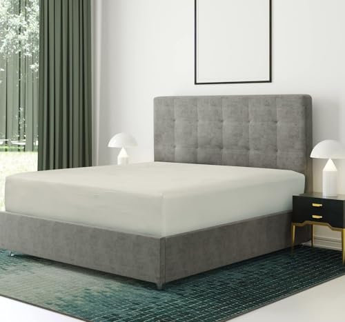 Bronwen Mathews® Microfiber King Fitted Sheet - Non Iron Brushed Deep Pocket Upto 12inch/30cm Ultra Soft Breathable - Wrinkle, Fade and Stain Resistance (King, Linen)