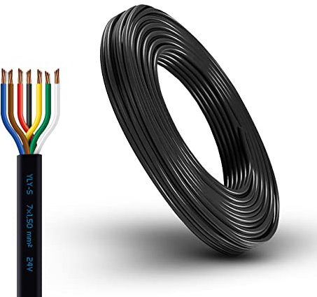 AUTOLIGHT 24 Cavo per veicolo a 7 fili con sezione trasversale del cavo, 7 x 1,5 mm², cavo rimorchio auto, barca, 7 poli, multiplo (5 metri)
