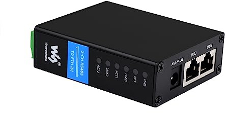 2-CH RS485 to RJ45 Ethernet Converter Module, Industrial Rail-Mount Isolated Serial Server,Dual Channels RS485 Independent Operation,Dual Ethernet Ports
