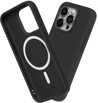 RhinoShield Case kompatibel mit [iPhone 15 Pro] | SolidSuit - MagSafe-kompatibel -Stoßdämpfende & schlanke Schutzhülle mit Premium Finish - 3.5 Meter Fallschutz - Schwarz