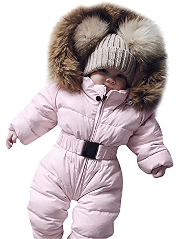 liaddkv Outerwear Jacket Hooded Warm Baby Infant Romper Snowsuit Jumpsuit Coat Girls Girls Coat&Jacket Snow Suits for Girls Size 12 Years (Pink, 3-6 Months)