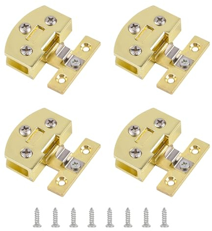 UFURMATE Cabinet Hinge, 4Pcs Gold Unilateral Adjustable Glass Door Clamp Hinges Zinc Alloy Side-Mount Pivot Hinges 90 Degree Bright Clip Hinge Replacement for 5-7mm Frameless Glass Cabinet Door