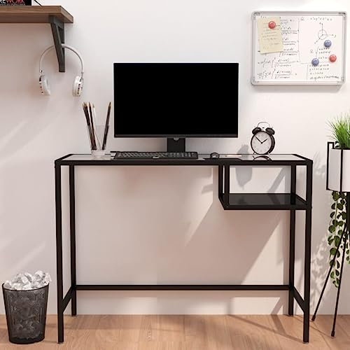 KTHLBRH Computertisch Schwarz 100x36x74 cm Glas, Sekretär Schreibtisch, Schreibtisch, Computertisch, platzsparendes Design, ideal für das Homeoffice