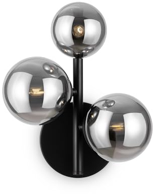 MAYTONI DALLAS Wandleuchte innen Schwarz – 3-flammige Wandlampe modern – Schlafzimmerlampe, Wohnzimmerlampe und Flurlampe – Leuchte aus Metall und Glasschirmen – 28 W