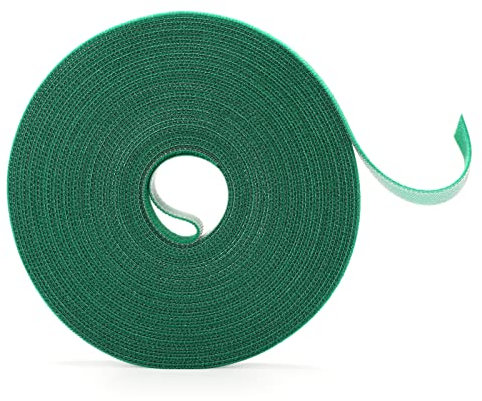 KINGLAKE 30m Pflanzenbinder Klett,12mm Pflanzenband klettband pflanzen, Pflanzen binder mit klettverschluss Garten,Pflanzen Band Befestigung Kabelbinder Verstellbar für Pflanzen Baum- Grün