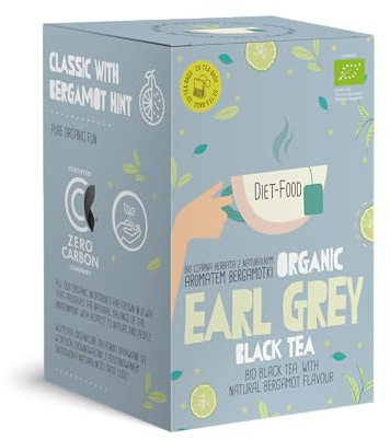 DIET-FOOD - Bio-Tee in Beuteln - Earl Grey Schwarzer Tee - aus zertifizierten Bio-Zutaten - ohne Kunststoffen - heißes Getränk - Naturprodukt - 20x2g Teebeutel