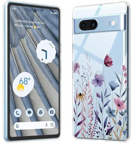 Kaywzo Cover per Google Pixel 7a,Custodia in Trasparente TPU con Modello del Modelli di Fiori Colorati,Ultra Sottile Donna Silicone Phone Protezione Case Cover-4