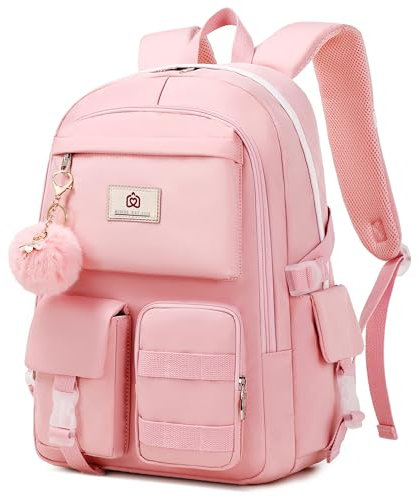 KIDNUO Rucksack für Mädchen, Laptop-Rucksäcke, 39,6 cm (15,6 Zoll), niedlich, Büchertasche, Diebstahlschutz, Grundschultasche, Tagesrucksack, Pink, Large, SC
