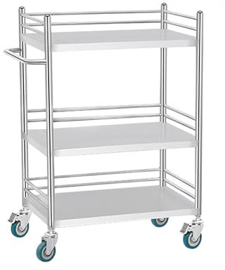 Küchenrollwagen Mit Schubladen,servierwagen Mit Rollen,schwenkbarer 360 °,Edelstahl Servierwagen Gastro,mit Abschließbaren Rädern,für Garage, Küche, Hotel, Büro, Lager ( Color : 3 layers , Size : 50x4