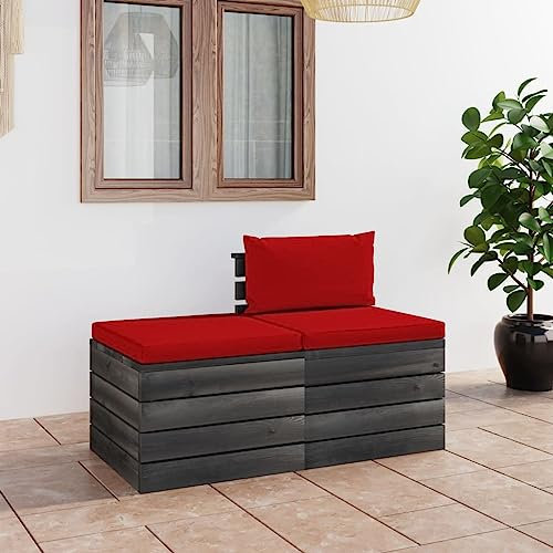 KTHLBRH Outdoor lounge Garten möbel draußen Balkon Tisch und stühle 2-tlg. Garten-Sofagarnitur aus Paletten mit Kissen Kiefernholz