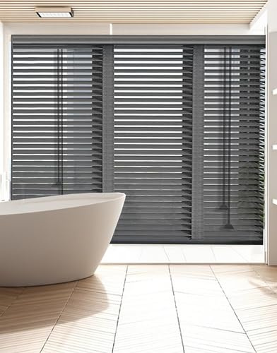 Errzom Pull Down Wood Blinds for Interior Windows, Light Filtering Plantation Shutters for Windows Inside, Blackout Wooden Blinds for Windows
