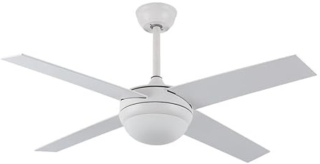 Eden pulse Deckenventilator, weiß, 4 wendbare Flügel, Buche, 2 E27-Lampenfassungen, Fernbedienung, Timer, 35/45 x 116,8 x 116,8 cm