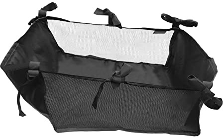 Kinderwagen Netzkorb Organizer Schwarz für Einkauf und Alltag | Abnehmbar zur Reinigung, Stabile Befestigung Am Kinderwagen, Tragbar, Oxford Gewebe, Große Kapazität