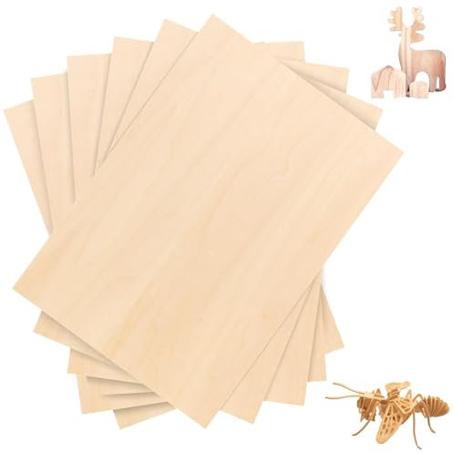 KJLEEN 6 Stück Sperrholzplatte Sperrholz 2mm A4 Holzplatten Zum Basteln 300x210x2mm Bastelholz Balsaholz Plywood Für Lasergravur Von Holz, Modellen, Brandmalerei Und Anderem Kunsthandwerk