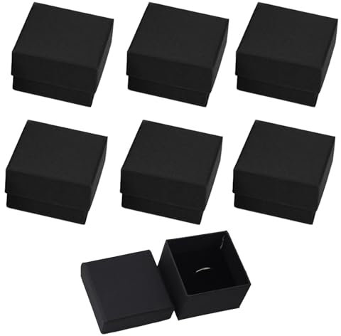6 Pack Kraft Kleine Schmuckschachtel,Geschenkkarton mit Deckel,Geschenkboxen,Gift Box,Schmuckschatulle,Ring Schachteln,Schwarz Schmuck Verpackung für Armbänder Ringe Ohrringe Halskette (5x5x3.7cm)