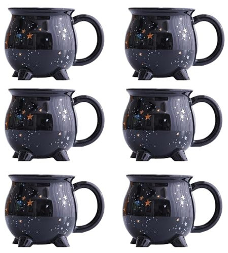 6 Pièces Tasse Chaudron Sorcière - Witches Brew Tasse Chaudron - Tasse À Café Céramique - Bouilloire De Sorcière - Tasse À Café Halloween - Décoration Table D'halloween Pour Fête Thème