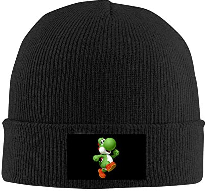 kenwozi Personalisierte Yoshi Run Mütze, Wintermütze, Strickmütze, Schwarz, Schwarz , Einheitsgröße