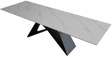 SAM Keramiktisch Mia | 180 x 90 cm | ausziehbar auf 260 cm | Farbe: weiß matt | Butterfly-Gestell Metall schwarz | pflegeleichter Esstisch/Esszimmertisch