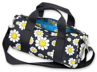 Smiley Flowers Black Recycled Small Weekender, White, black