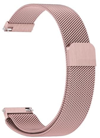 Amzpas Edelstahl Mesh Uhrenarmband 22mm 20mm 19mm 18mm Metall Ersatz Armband Magnetverschluss Smartwatch Schnellverschluss Watch Uhren Ersatzband Für Damen Herren(22mm,Rosa)
