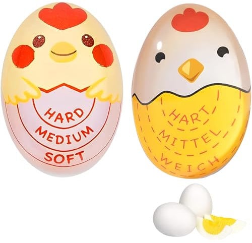 2 Stück Eieruhr zum Mitkochen(Weich/Mittel/Hart),Egg Timer für ins Wasser,mit Farbwechsel,Lustiger Eieruhr zum Mitkochen,Wählen Sie die Eierreife Basierend auf der Farbe,Geeignet für Familien,Schulen
