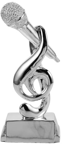 Alipis Trofeo Microfono Microfoni Grammy Award Trofeo Musica Trofeo per Cantanti Divertente Trofeo Microfono a Forma di Microfono Trofeo Concorso di Musica Trofeo Halloween Mini Trofeo Argento Resina