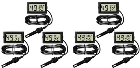 Hlxnyami 6X Termometro Digitale Igrometro con Sonda Misuratore di Umidità per Temperatura Interna Misuratore Igrometro per Incubatrice Rettile Pianta