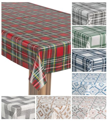 laro Wachstuch-Tischdecke Wachstischdecke Gartentischdecke, Muster:Karo Rot Grün Gelb, Größe:130x180