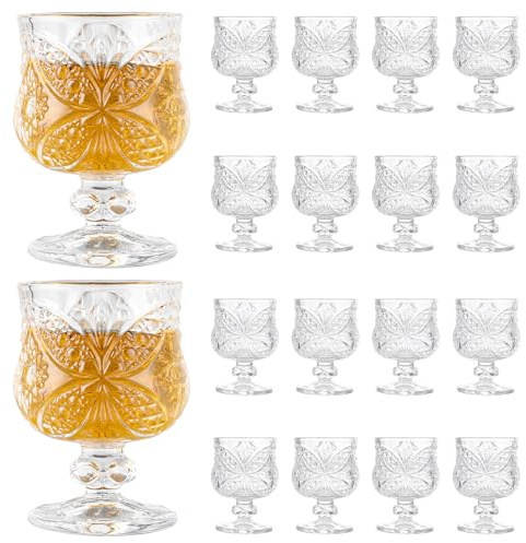 VIDETOL 18 Stück Likörgläser Bleifreies Glas, 45ml Schnapsgläser, Klares Cordial Gläser, Vintage Gläser für Tequila, Brandy, Sherry