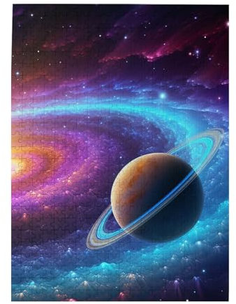 500 Piece Jigsaw Puzzle for Adults Challenging Puzzle for Game Nights Colorful Solar System Wooden Puzzle Finished Size 15x20.4