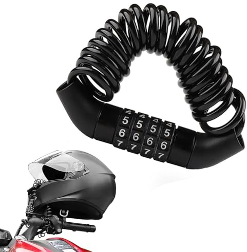 Zwenjuan 4-Digit Combination Helmet Lock,Mini Bicycle Cable Lock, Lightweight & Anti-Theft, Multi-Purpose for Bike Helmet, Motorcycle Helmet,Stroller & Snowboard,Easy to Use with Secure Number Code